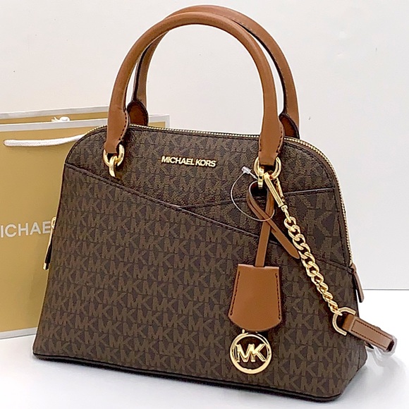 Michael Kors Handbags - MICHAEL KORS
Jet Set Medium Logo Dome Satchel Brown Signature color